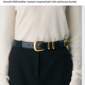 Aritzia Legendary Solid Brass Leather Belt- Black Medium